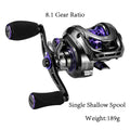 Soloking GKA200 Pro Carretel de pesca de arremesso 7.1/8.1 Relação de engrenagem 9KG Potência de arrasto 6 + 1 BB Drag Clicker Som Baitcaster Reel