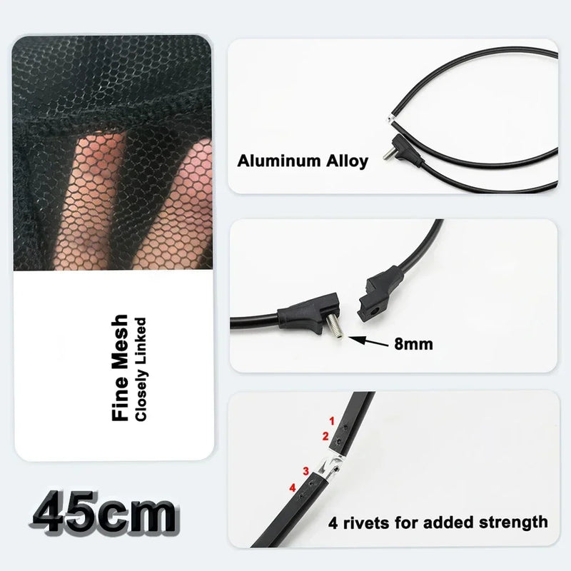 Marca MBLN, comprimento total de 328 cm/129 polegadas, ultraleve 414g, rede de pouso de pesca portátil, rede telescópica de fibra de carbono, cabeça de rede de liga