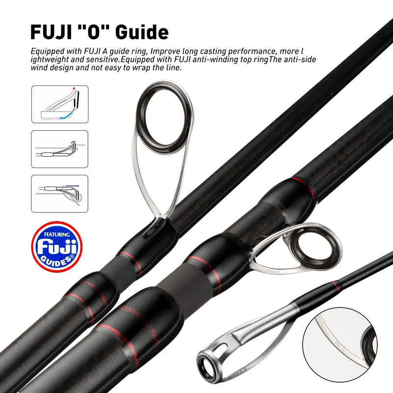 Vara de pesca 6 seções fundição fiação portátil viagem vara de pesca 30t fibra carbono para grande jogo vara peso ultraleve