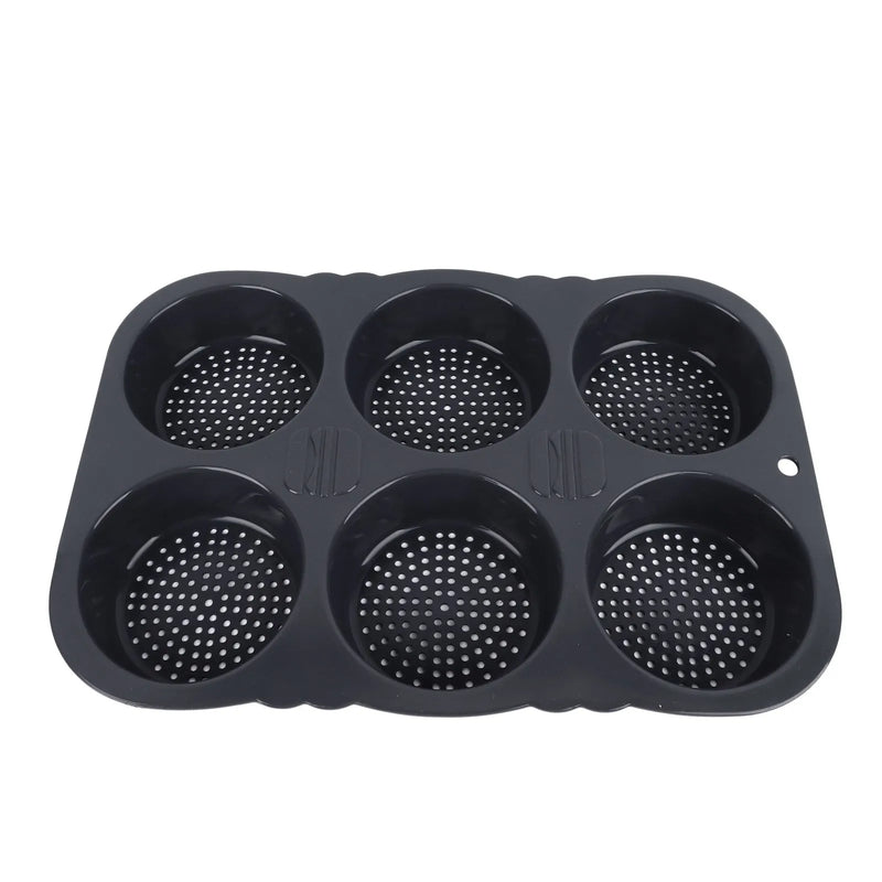 Molde de pão de hambúrguer de 6 cavidades Molde de pão reutilizável dobrável - 40 ℉   para +446 ℉   Molde de cozimento resistente ao calor para cozinha