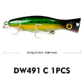 Proberos isca de pesca popper, 1 peça, 13cm, 43g, isca artificial dura com 2 ganchos agudos, iscas de pesca de carpa, wobbler, isca luu