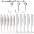 10 pçs isca macia 5.5cm 7cm 10cm t cauda worm 3 pçs jigging cabeça gancho 3g 5g 10g metal gabarito carpa pesca swimbait engrenagem kit isca