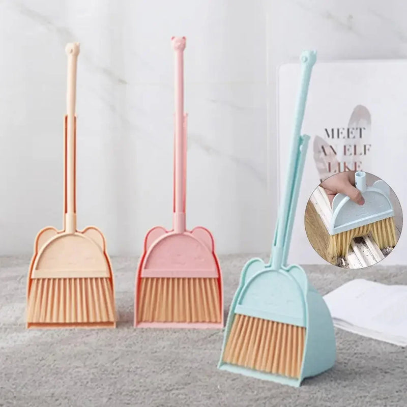 1 conjunto mini crianças vassoura pá dos desenhos animados cerdas flexíveis crianças fingir jogar crianças interior ao ar livre piso varrendo kit de ferramentas