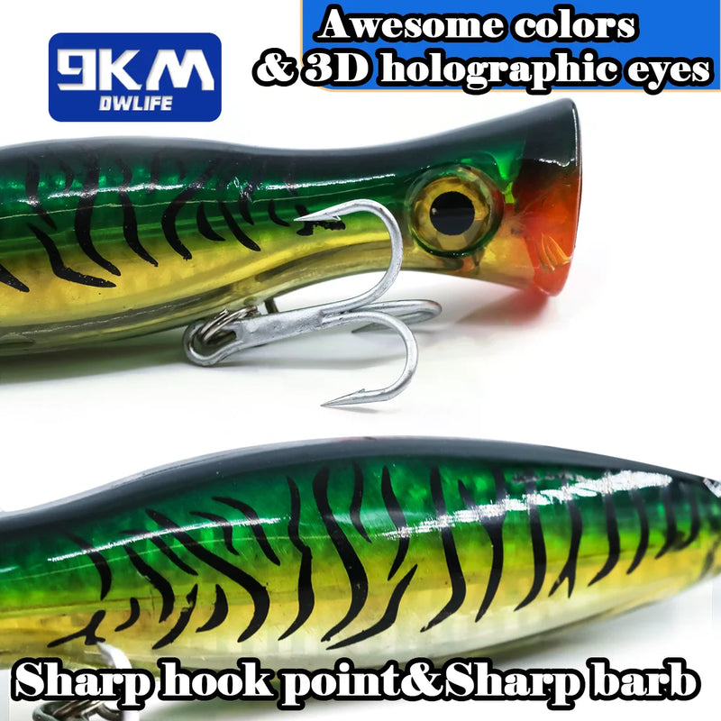 13cm popper isca de pesca de água salgada topwater popper iscas com gancho agudo para striper atum bluefish offshore grande predador peixe