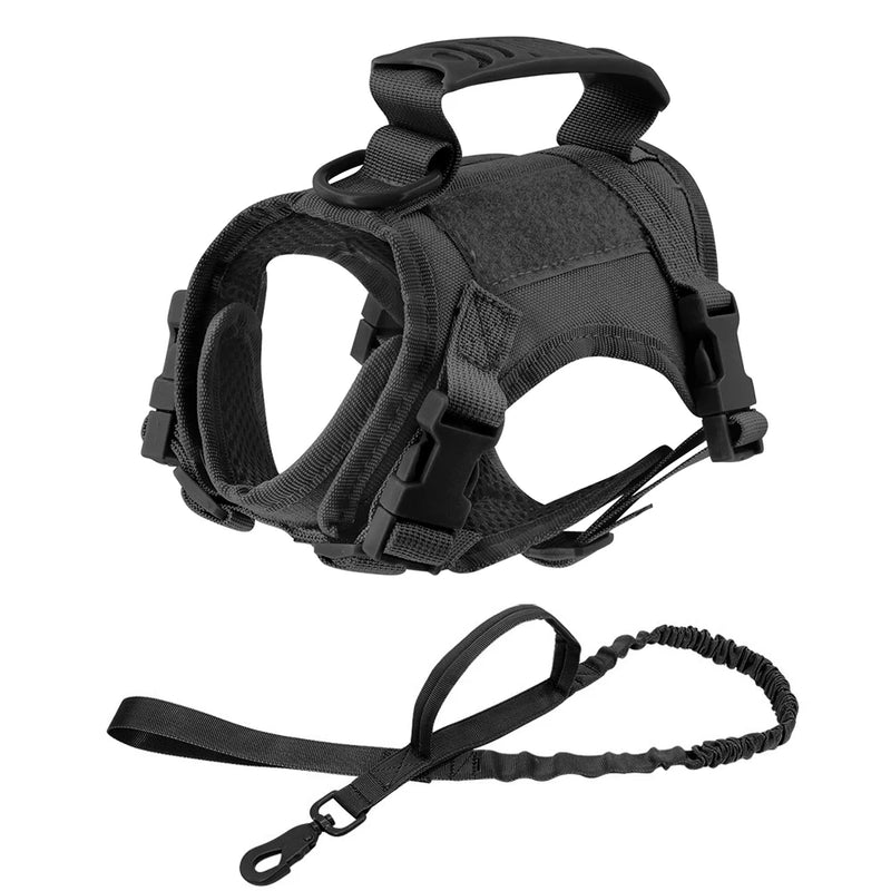 Arnês tático para gatos, para caminhada, à prova de fuga, ajustável, colete para animais de estimação, malha macia com alça de controle para gato grande, cachorro pequeno