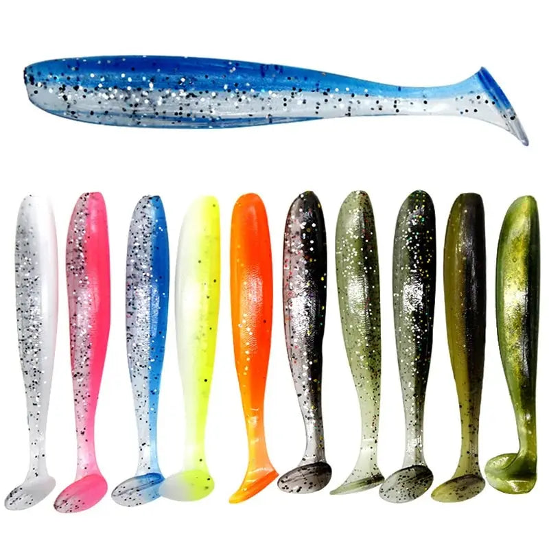 10 pçs/saco 70mm 90mm 120mm isca de natação isca de plástico macio 2 Polegada água salgada paddle cauda swimbait