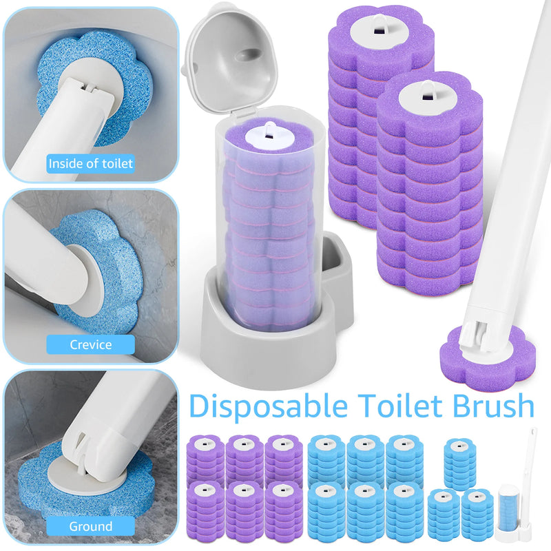 18/36 pçs escova de vaso sanitário descartável substituição cabeça kit limpeza vaso sanitário escova alça longa wc acessórios ferramenta