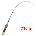 Sougayilang 63cm 71cm inverno varas de pesca no gelo 2 seções ultraleve portátil inverno vara de pesca alça de madeira varas giratórias