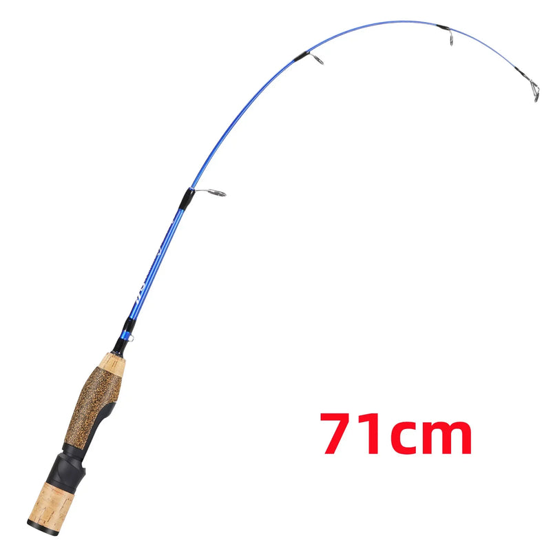 Sougayilang 63cm 71cm inverno varas de pesca no gelo 2 seções ultraleve portátil inverno vara de pesca alça de madeira varas giratórias
