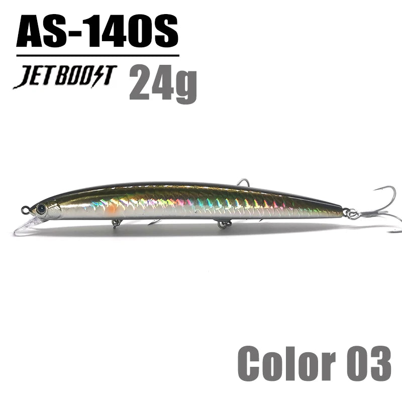 CASTFANATIC 24g 140mm Isca Minnow de Afundamento Lento AS140S Grandes Iscas Artificiais de Água Salgada Sea Bass Pike Fishing Frete Grátis