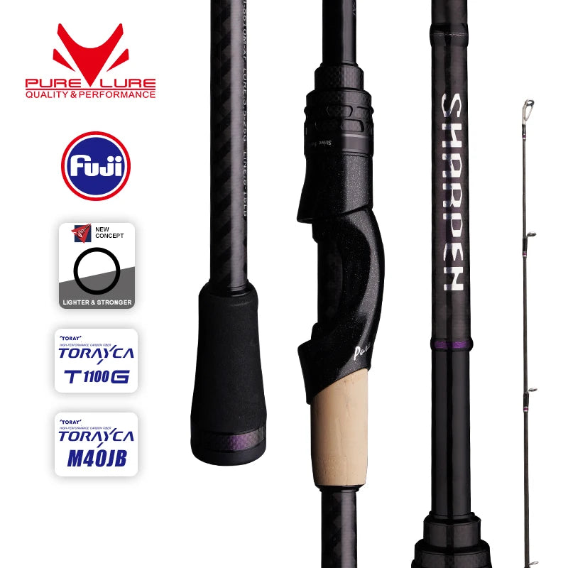 Purelure sharp viagem isca macia longa fiação e fundição xf/mf ação hastes fuji componentes baixo pique vara de pesca carretel