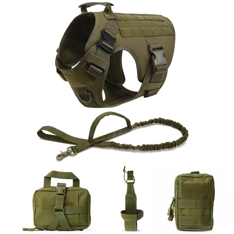 Colete militar tático para animais de estimação pastor alemão golden retriever treinamento tático arnês e trela conjunto para todas as raças cães