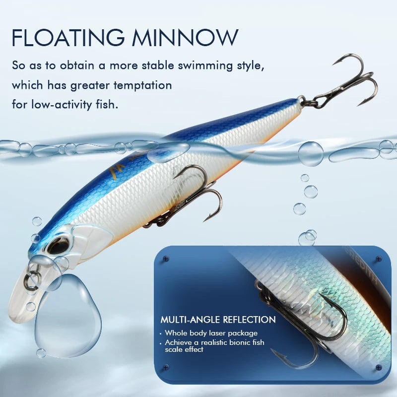 MEREDITH-JERK MINNOW Fishing Lure, isca dura, flutuante Wobbler, Profundidade Profissional Qualidade, 100F, 14g, 24 Cor, 0.8-1.0m