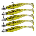 5 pçs/lote t-tail isca de pesca macia combinada com ganchos de cabeça de gabarito wobblers artificiais swimbait equipamentos de pesca para baixo pique pesca