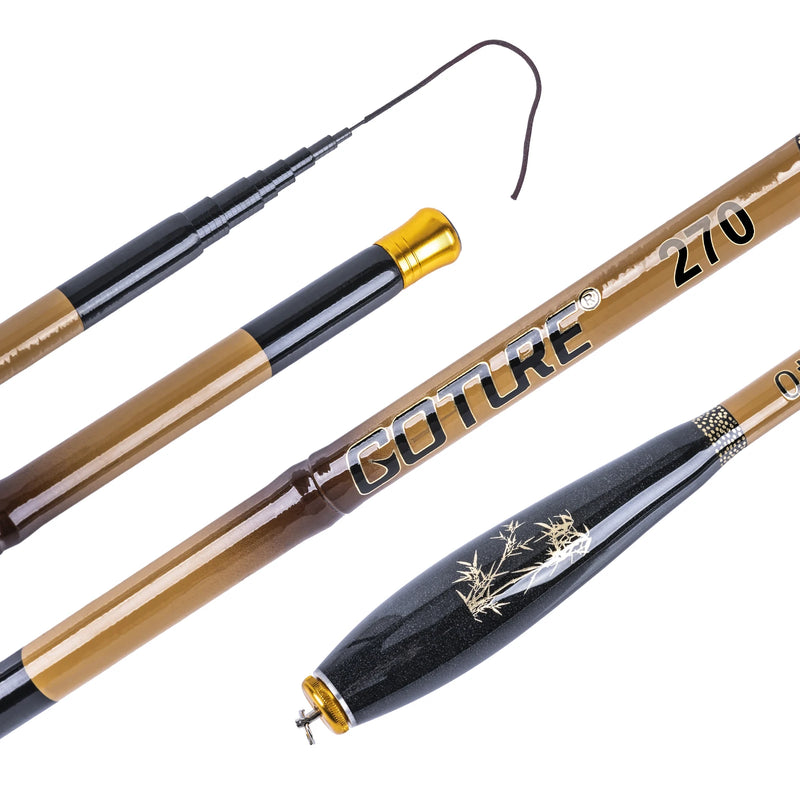 Goture-Vara De Pesca Telescópica Ultra Leve, Mini Pólo De Mão, Fibra De Carbono, Córrego, Lago, Equipamento De Pesca De Água Doce, 24T, 1,4 m-3,6 m