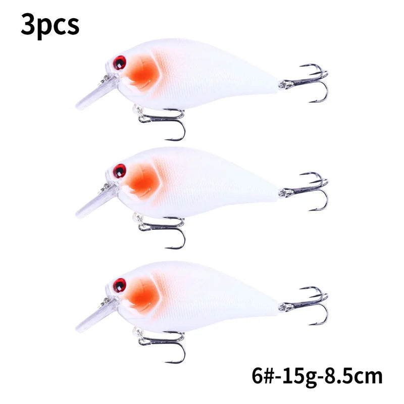 HENGJIA 1 peça 8.5cm 15g chocalho mergulho raso crankbait artificial wobbler para baixo pique isca dura isca de pesca equipamento 6 cores