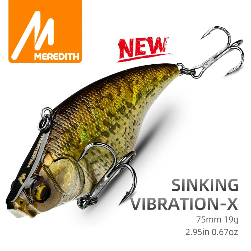 Meredith vibração-x vib 75mm 19g wobblers equipamento de pesca iscas de pesca isca de vibração para profundidade total acessórios artificiais
