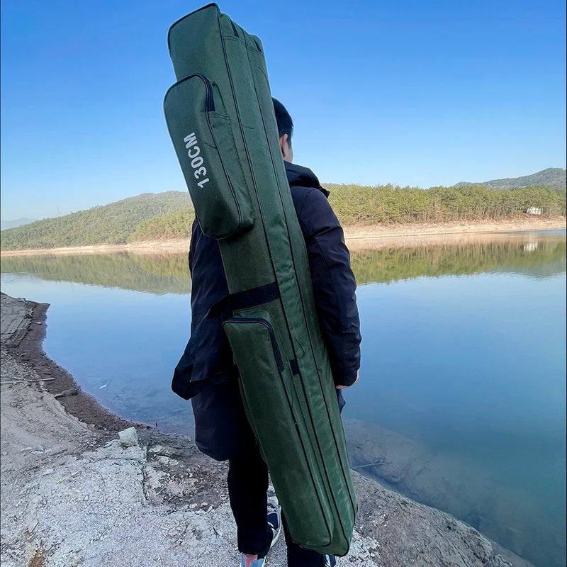 Bolsa de pesca multifuncional de grande capacidade, 2/3 camadas, 110cm-150cm, portátil, oxford, vara de pesca, estojo de armazenamento, equipamento de pesca