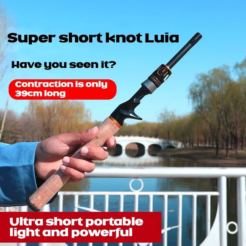 Vara de isca de fibra de carbono, 1.8m/2.1m/2.4m/2.7m, seção ultracurta, fiação/casting, viagem, varas de pesca super duras