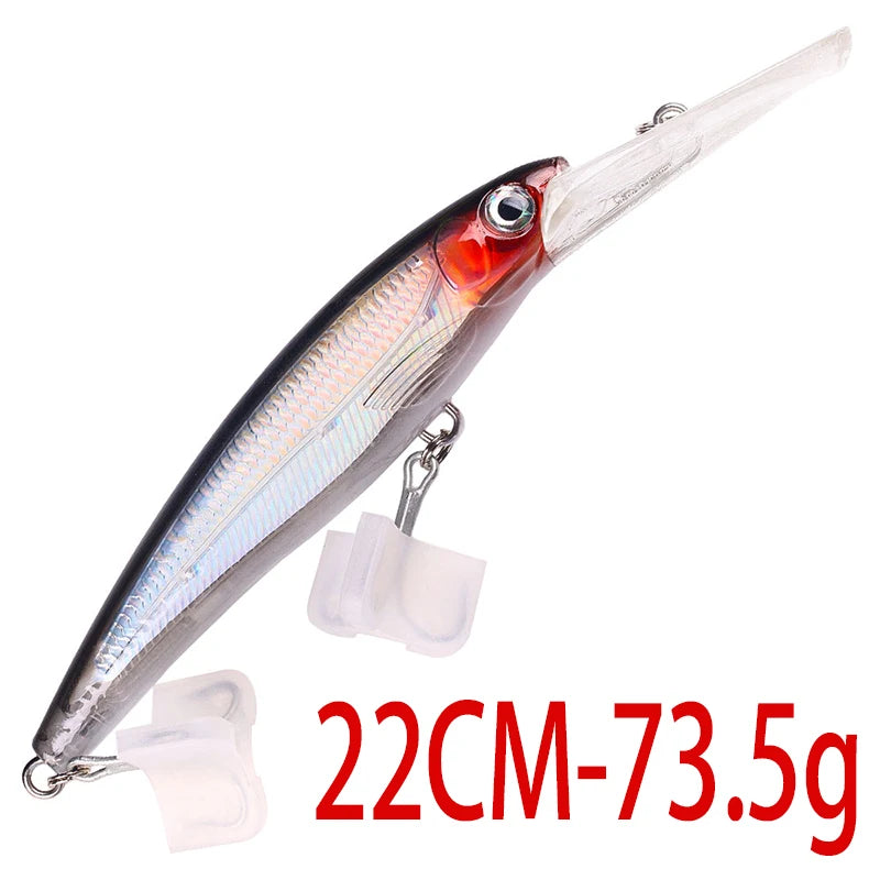 48-90-95g isca de pesca mergulho profundo minnow isca artificial wobblers enfrentar pesca carpa pique walleye original mar isca de pesca