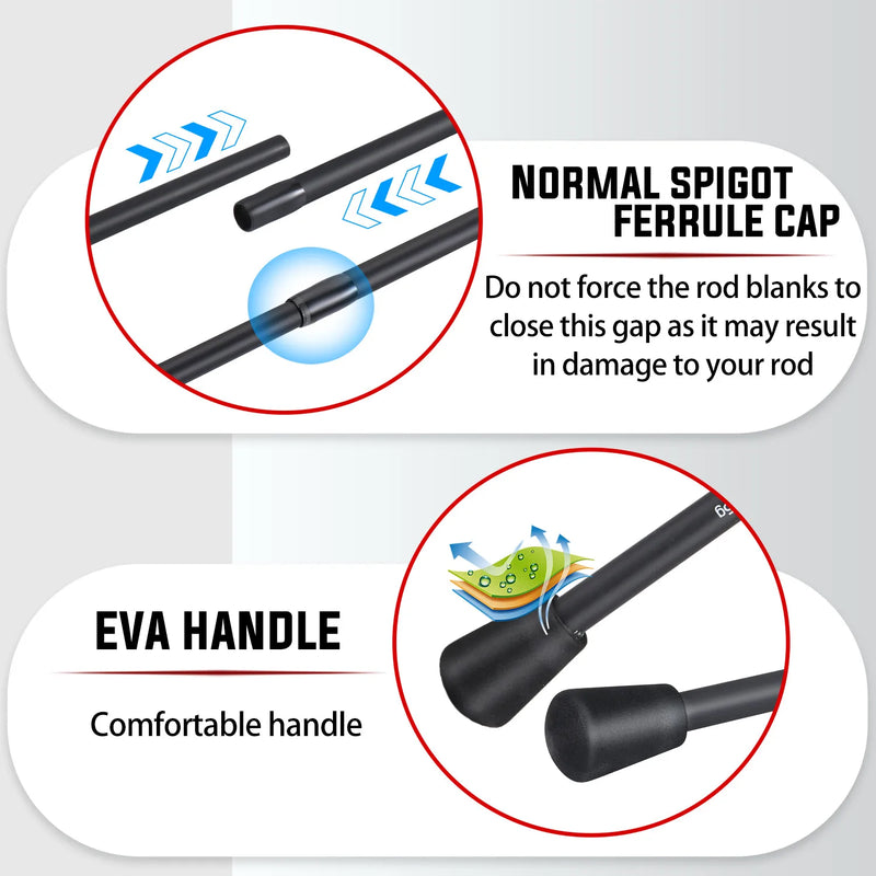 Sougayilang-Casting Spinning Fishing Rod, Ultraleve Carbon Fiber Rod, Pole 4 Seção com EVA Handle, Isca Peso 0.8-5g, 2.1m