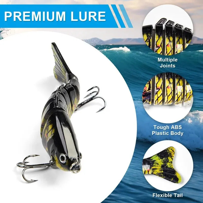 3 pçs/caixa wobbler de pesca realista 7 segmento swimbait crankbait isca dura lenta 10cm/15g isca iscas artificiais equipamento de pesca
