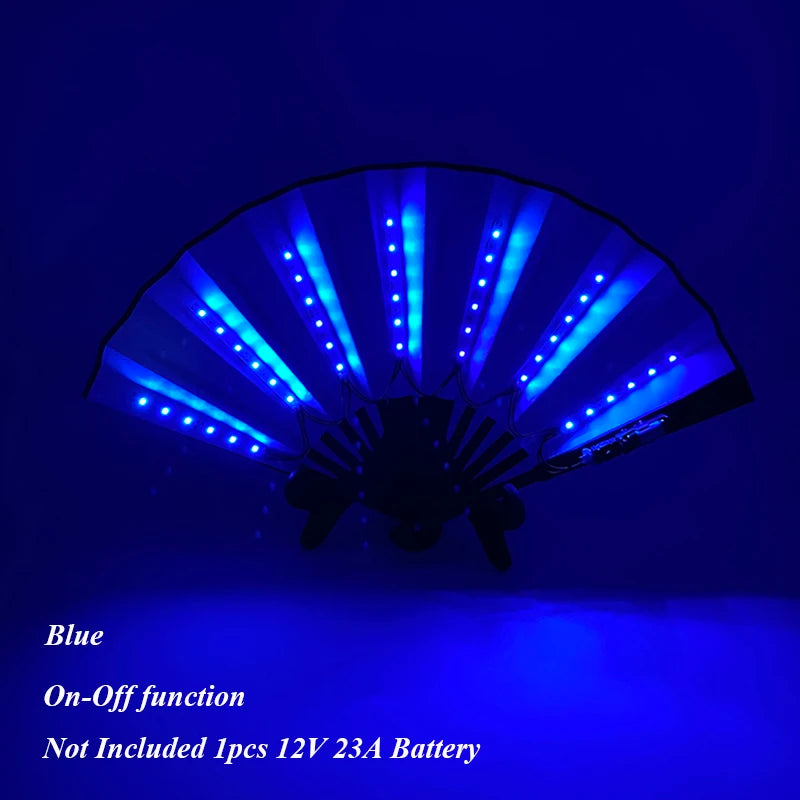 Suprimentos de iluminação para festa de carnaval de Halloween 10 polegadas LED luz neon ventilador rave dobrável ventilador luminoso brilhando na festa