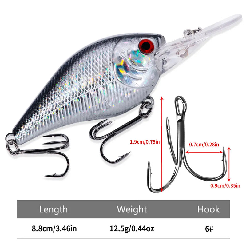 HENGJIA 1 peça 8.5cm 15g chocalho mergulho raso crankbait artificial wobbler para baixo pique isca dura isca de pesca equipamento 6 cores