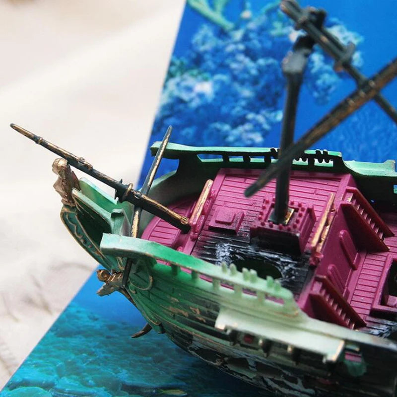 Grande decoração de aquário barco aquário navio ar dividido naufrágio tanque de peixes diy e decoração de casa