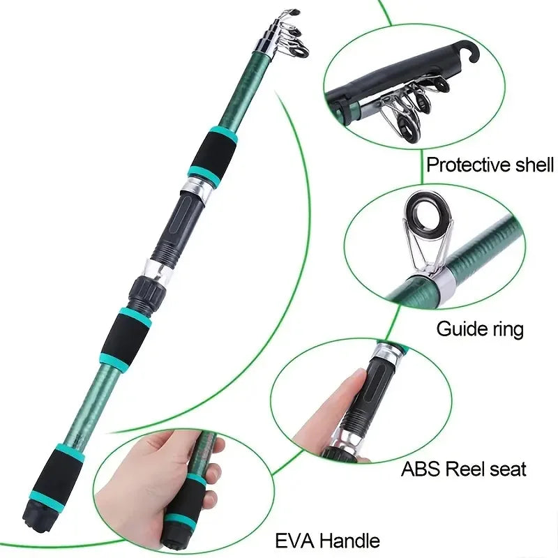 Conjunto de vara de pesca kits completos com vara de pesca telescópica e molinete iscas ganchos conjunto de pólo de viagem