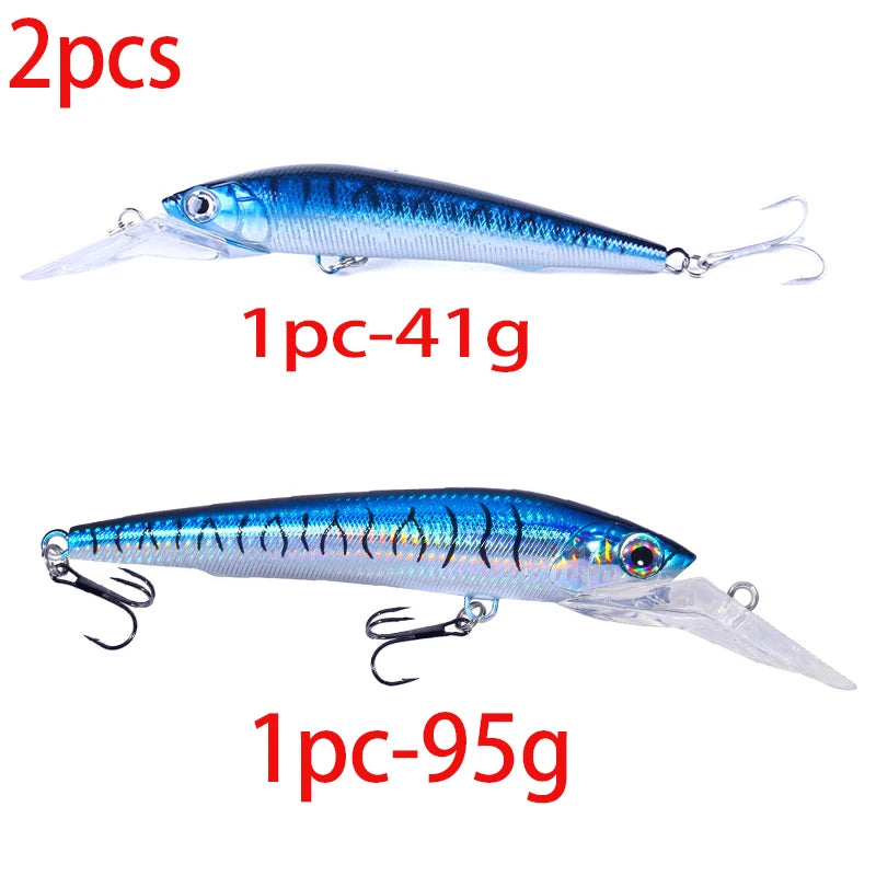48-90-95g isca de pesca mergulho profundo minnow isca artificial wobblers enfrentar pesca carpa pique walleye original mar isca de pesca