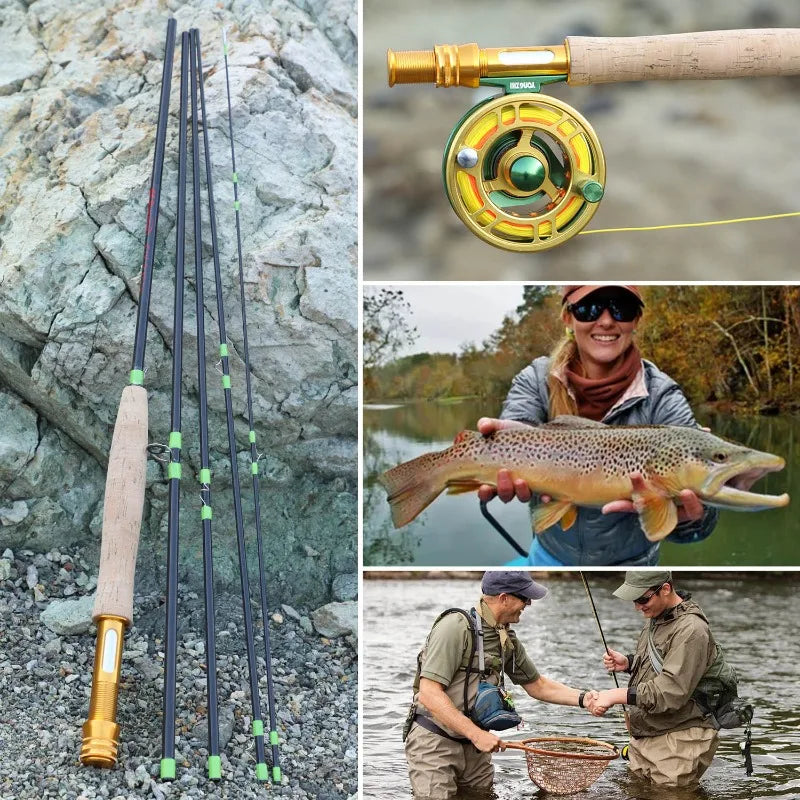 Sougayilang 2.7m vara de pesca com mosca 5 seções fibra carbono ultraleve vara média ação rápida pólo para fluxo lazer pesca