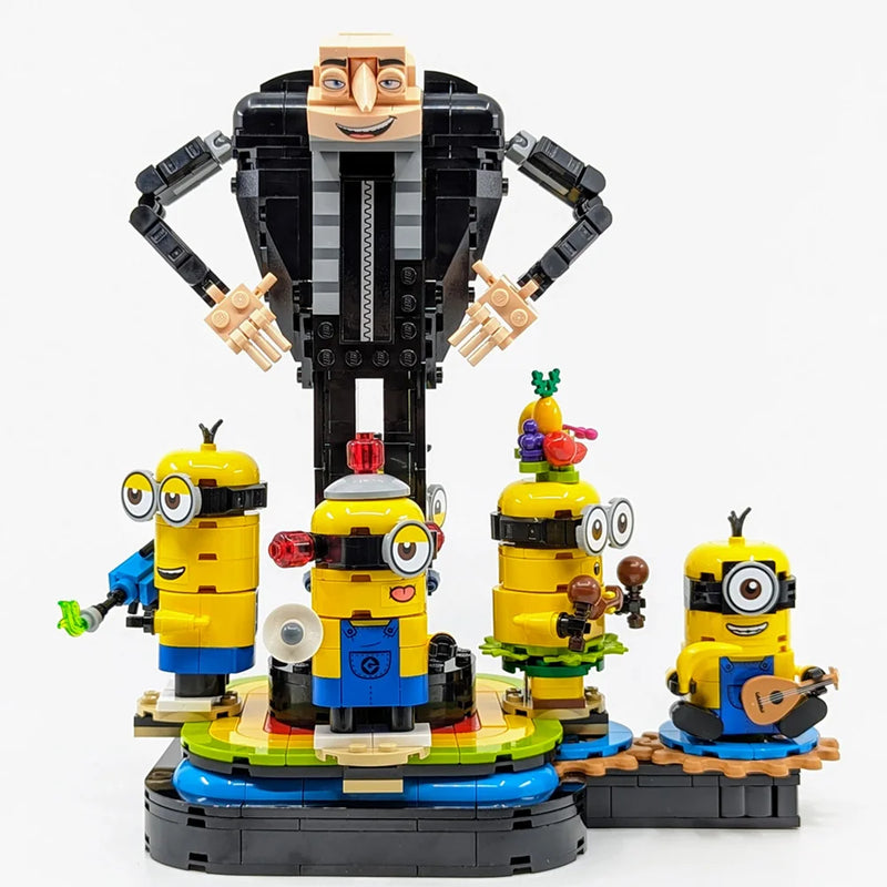 Miniso Gru e Minions Blocos Série de Filmes Pequeno Homem Amarelo Tijolo-Construído Modelo Bloco de Construção Tijolos Brinquedos Meninos Presente