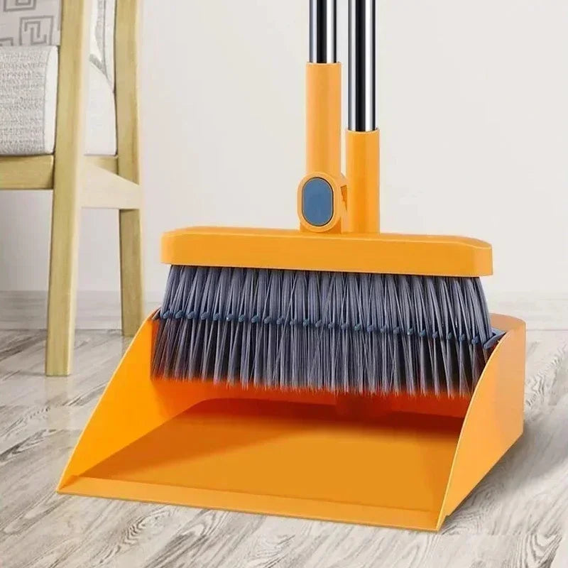 Cozinha vassoura pá combinação rotativa kit de vassoura de haste longa conjunto de duas peças de vassoura doméstica antiaderente cabelo multi-função
