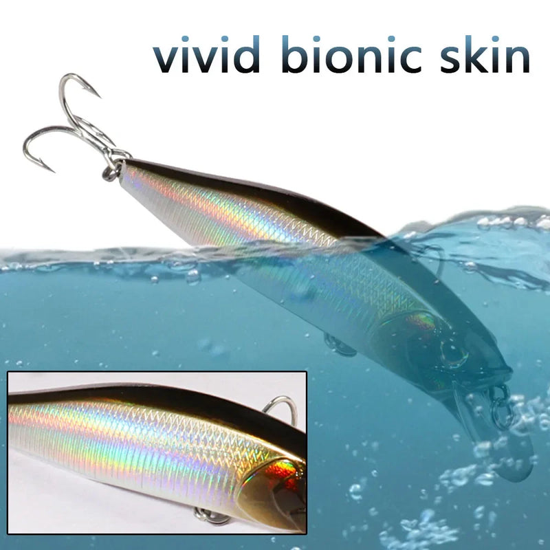 Afundando minnow 19g flutuante jerkbait 15g isca de pesca ganchos agudos swimbait pesca popper enfrentar wobbler manivela isca artificial