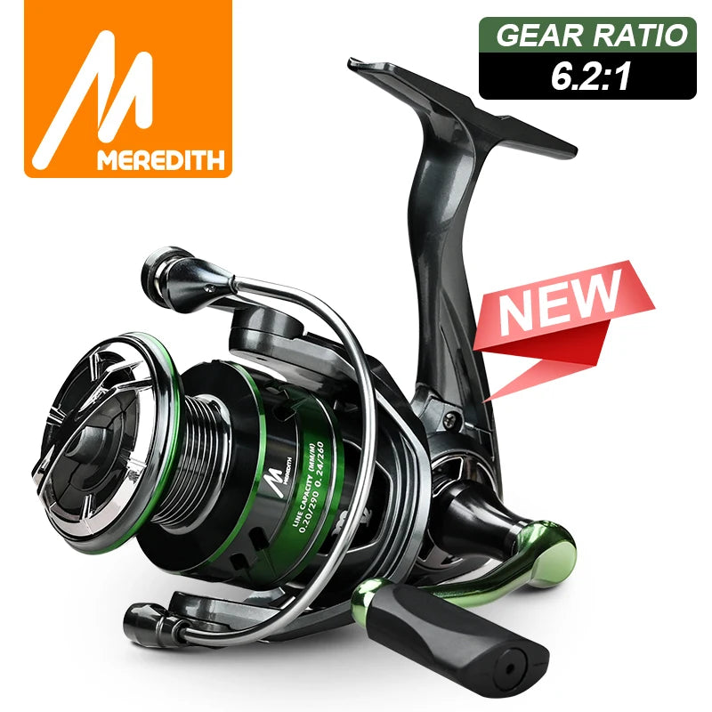 Meredith virgo série rolamento de aço inoxidável molinete de pesca 14kg arruela máxima arrastar 7 + 1bbs 6.2:1 relação alta velocidade