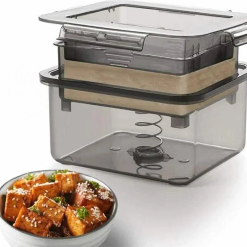 Prensa de tofu, molde seguro, remoção de água embutida, escorredor, aparelho de coalhada de soja, cozinha, 3 camadas, imprensa de tofu, molde
