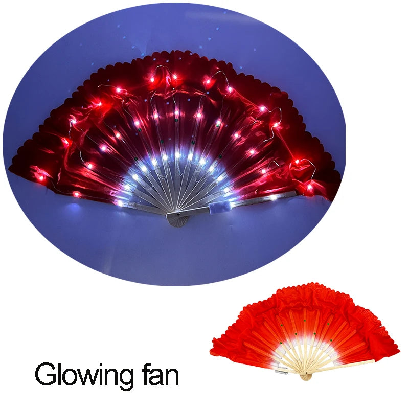 Suprimentos de iluminação para festa de carnaval de Halloween 10 polegadas LED luz neon ventilador rave dobrável ventilador luminoso brilhando na festa