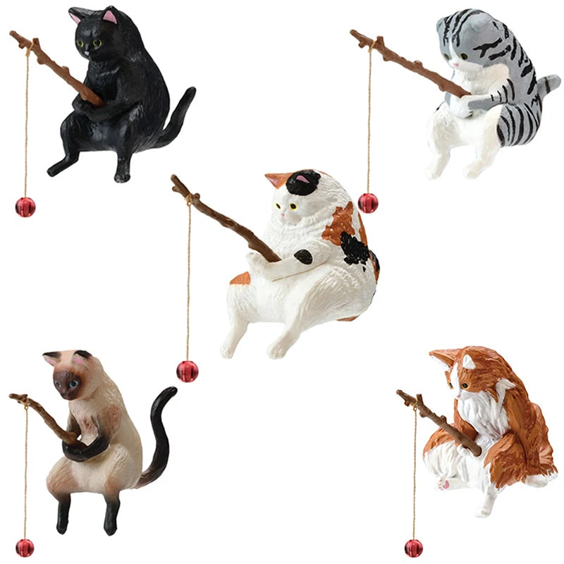 Criativo Pesca Cat Car Decoração Interior, Resina Bonito, Auto Figurinhas Em Miniatura, Acessórios De Enfeites, Pequenos Presentes