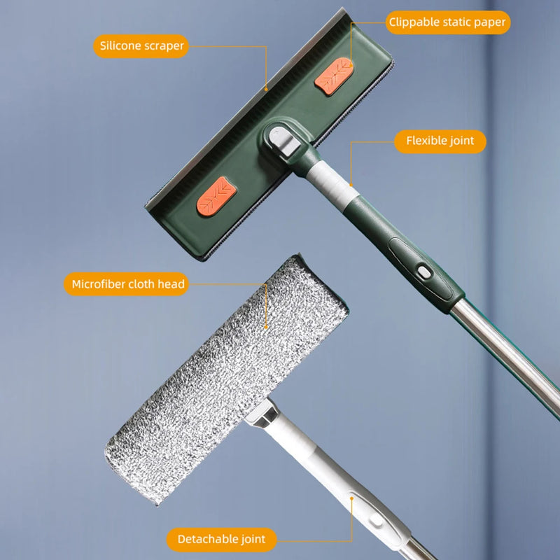 Ferramenta de limpeza de janelas estendida, 72-226cm, limpador de vidro, esfregão com raspador de silicone, escova de limpeza de janelas, ferramentas de limpeza doméstica