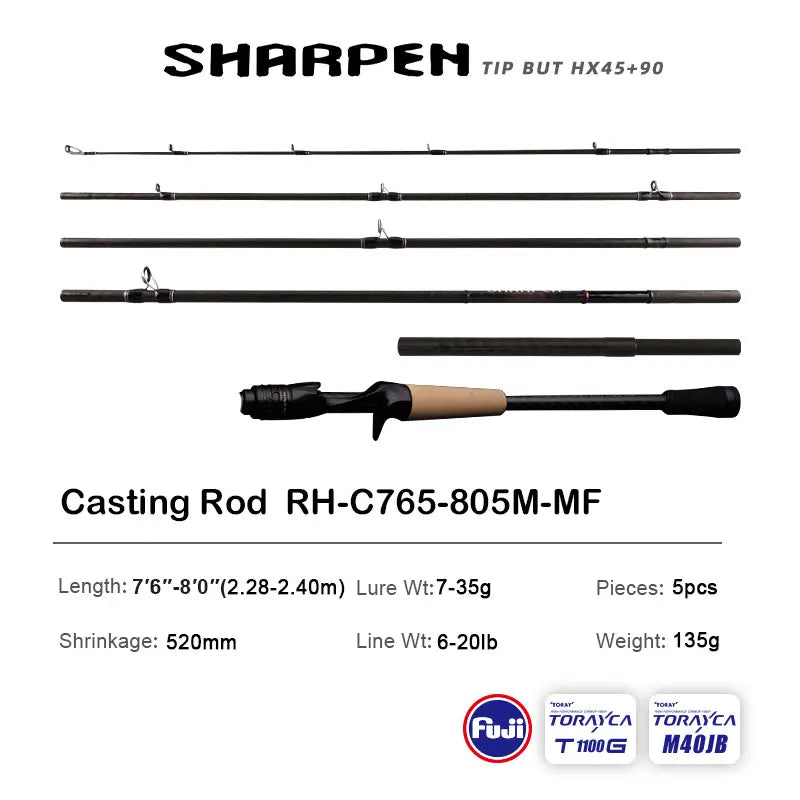 Purelure sharp viagem isca macia longa fiação e fundição xf/mf ação hastes fuji componentes baixo pique vara de pesca carretel