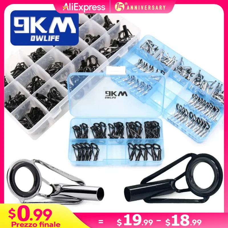 Kit de reparo de ponta guia de vara de pesca, 24 ~ 230 peças, guia de construção de vara, anel cerâmico de aço inoxidável, caixa de pesca de água doce e salgada