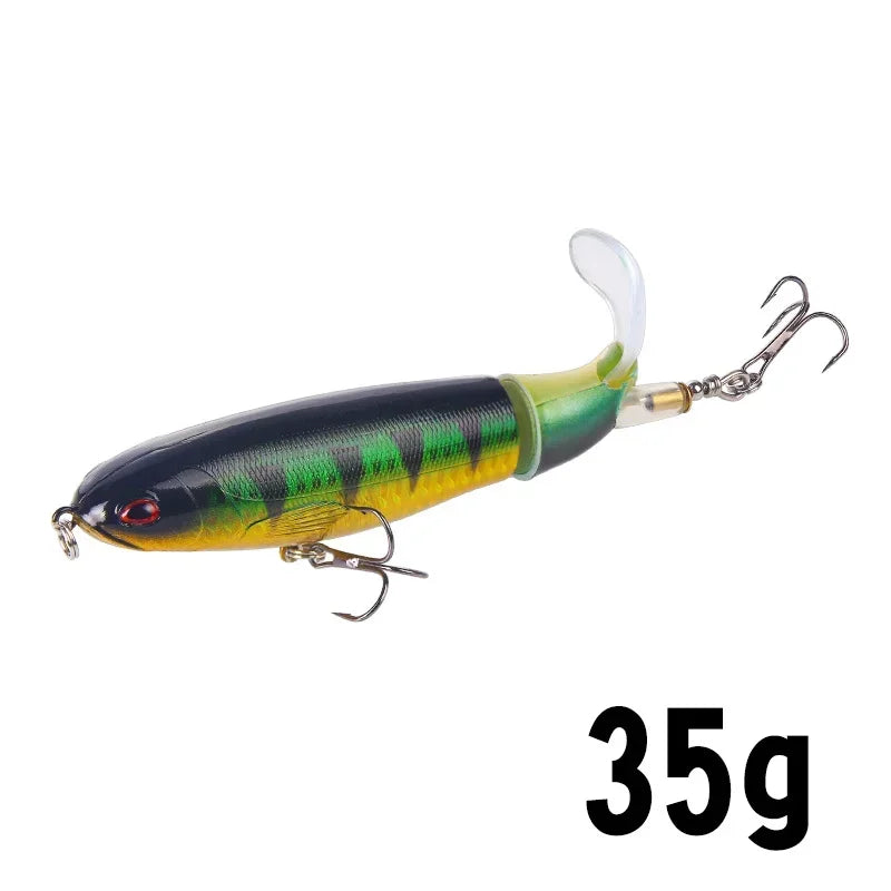 1 pçs 10cm/14cm topwater isca de pesca whopper popper isca artificial duro plopper macio rotação cauda equipamento de pesca isca de pesca