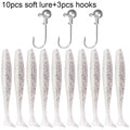 10 pçs isca macia 5.5cm 7cm 10cm t cauda worm 3 pçs jigging cabeça gancho 3g 5g 10g metal gabarito carpa pesca swimbait engrenagem kit isca