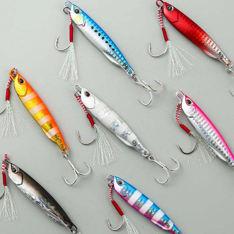 Colher japonesa do gabarito do metal do molde, Fundição Shore, Jigging Fish, Isca de pesca do robalo, Equipamento artificial da isca, 10g, 15g, 20g, 30g, 40g, 50g, 2021