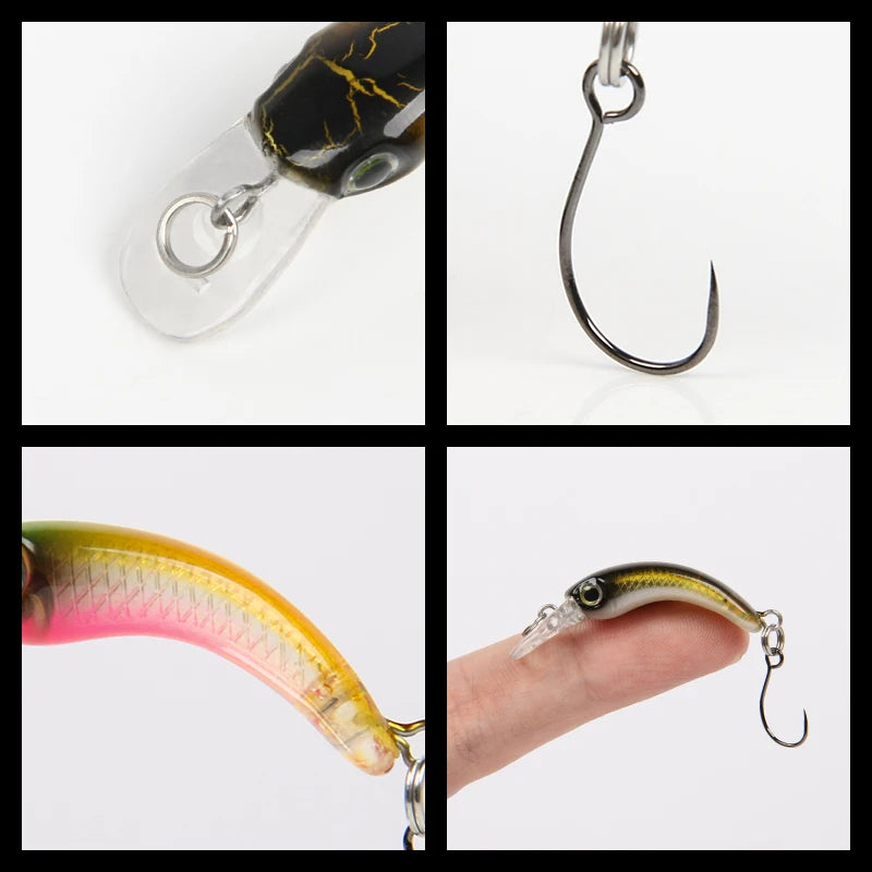 LETOYO flutuante truta isca de pesca 40mm 1.2g micro artificial 4cm minnow isca dura mini iscas jerkbait para a área da truta baixo poleiro