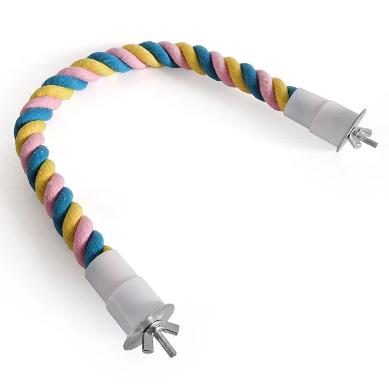 Pet pássaro mordida brinquedos papagaio cor algodão corda brinquedos elástico papagaio escalada brinquedos resistente pássaro balanço arnês gaiola brinquedo para animais de estimação balanço suporte