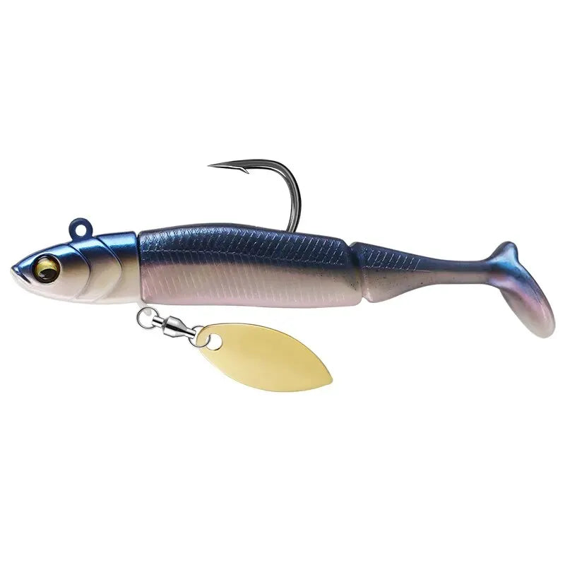 Taiyu gabarito cabeça iscas de pesca macias 21g t-tail silicone isca wobblers metal spinner colher isca para pique truta baixo equipamento de pesca