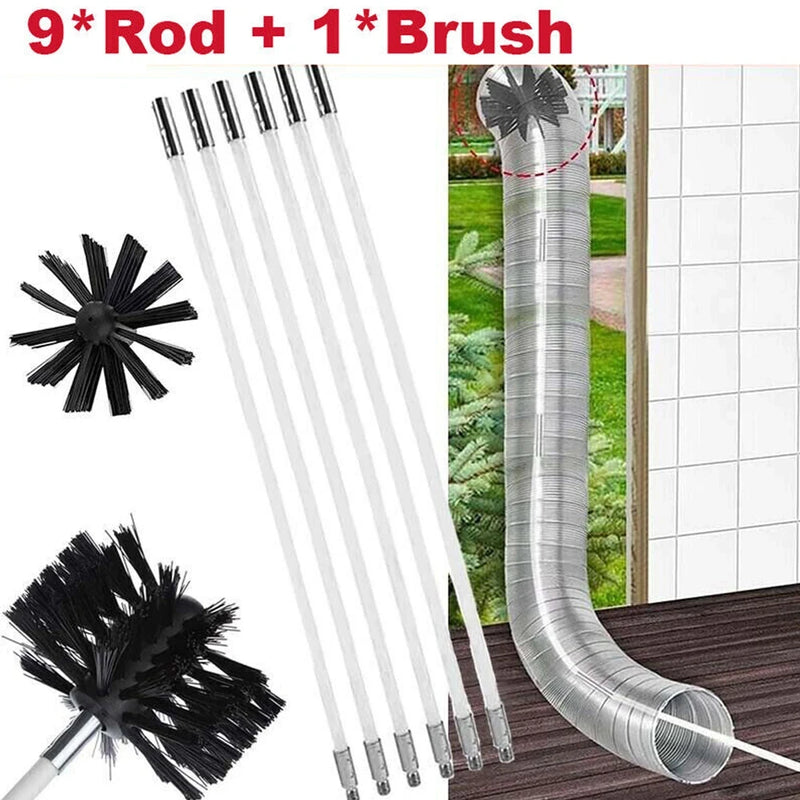 Conjunto de varredura de chaminé flexível, escova de varredura de combustão e haste, hastes de limpeza de fuligem, escova de nylon, kit de ferramentas de limpeza conveniente