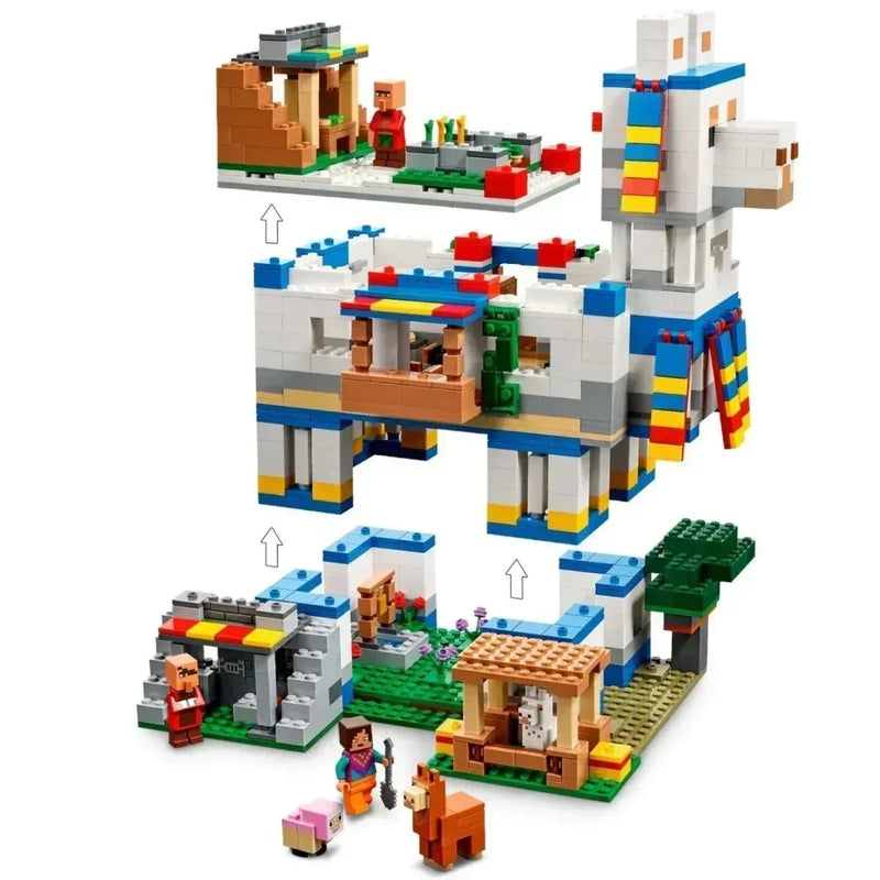 Miniso disneynew jogo mundo 1:1 restaurar alpaca aldeia compatível com 21188 blocos de construção tijolos brinquedos 1252 pçs crianças presente brinquedos